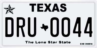 TX license plate DRU0044
