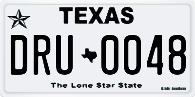 TX license plate DRU0048