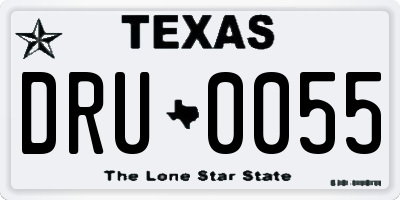 TX license plate DRU0055