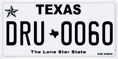 TX license plate DRU0060