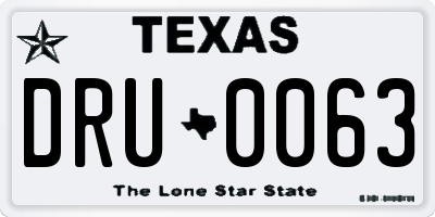 TX license plate DRU0063