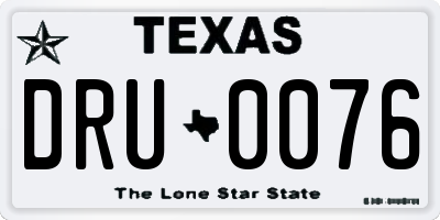 TX license plate DRU0076