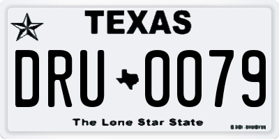 TX license plate DRU0079