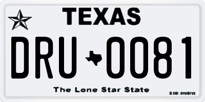 TX license plate DRU0081