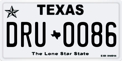 TX license plate DRU0086
