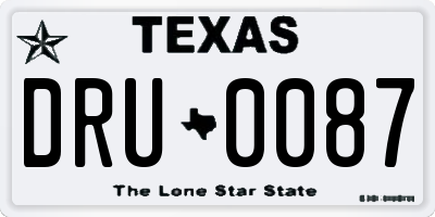 TX license plate DRU0087