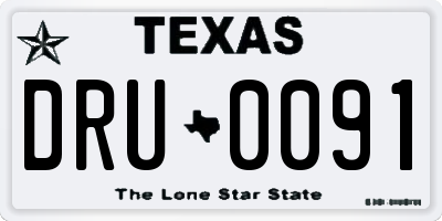 TX license plate DRU0091