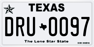 TX license plate DRU0097
