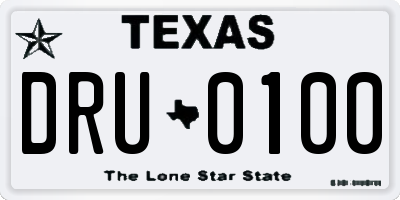 TX license plate DRU0100