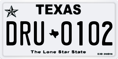 TX license plate DRU0102