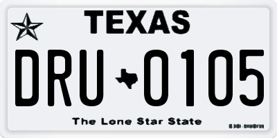TX license plate DRU0105