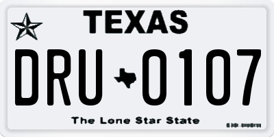 TX license plate DRU0107