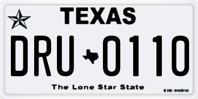 TX license plate DRU0110