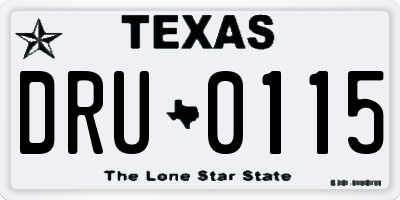 TX license plate DRU0115