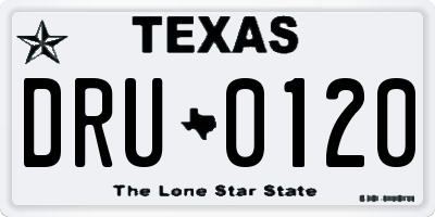 TX license plate DRU0120