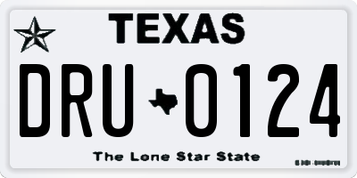 TX license plate DRU0124