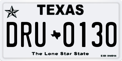 TX license plate DRU0130