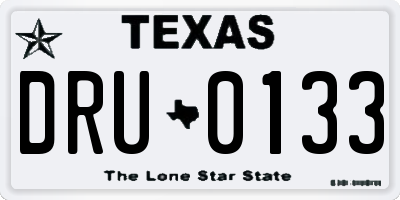 TX license plate DRU0133