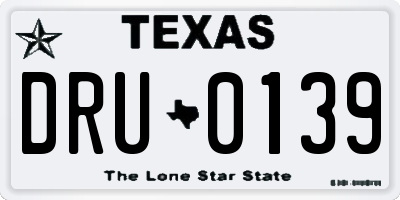 TX license plate DRU0139