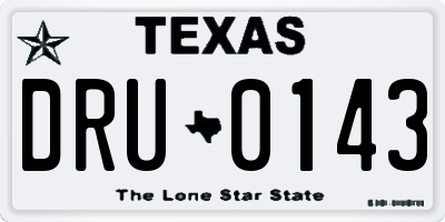 TX license plate DRU0143