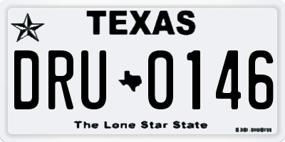 TX license plate DRU0146