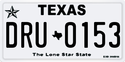 TX license plate DRU0153