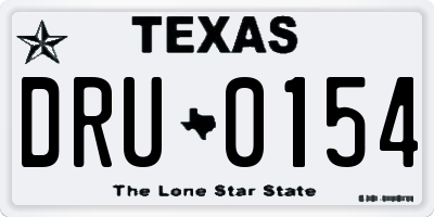 TX license plate DRU0154