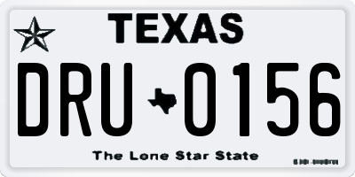 TX license plate DRU0156