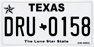 TX license plate DRU0158
