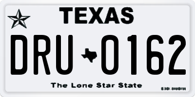 TX license plate DRU0162