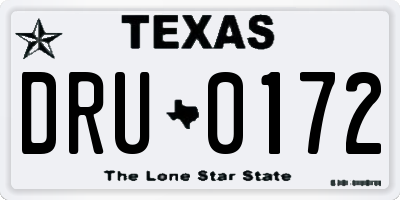 TX license plate DRU0172