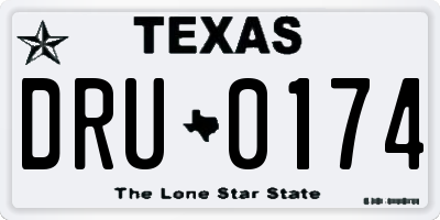 TX license plate DRU0174