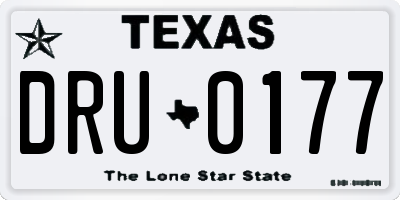 TX license plate DRU0177