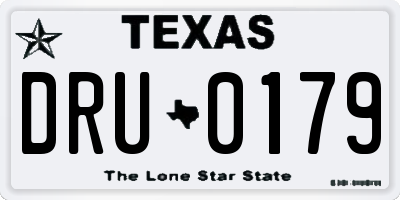 TX license plate DRU0179