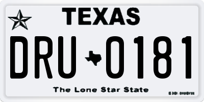 TX license plate DRU0181