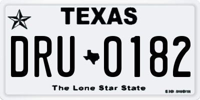 TX license plate DRU0182