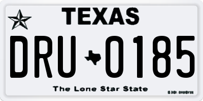 TX license plate DRU0185