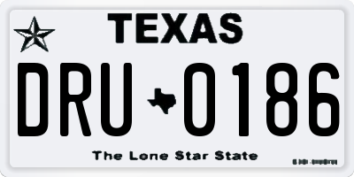 TX license plate DRU0186