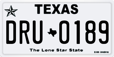 TX license plate DRU0189