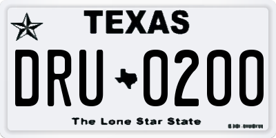 TX license plate DRU0200