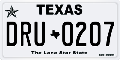 TX license plate DRU0207