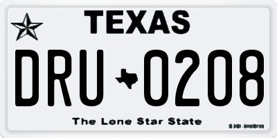 TX license plate DRU0208