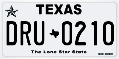 TX license plate DRU0210