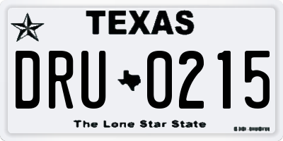 TX license plate DRU0215