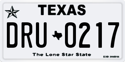 TX license plate DRU0217