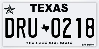 TX license plate DRU0218