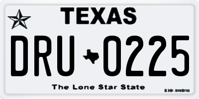 TX license plate DRU0225