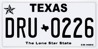 TX license plate DRU0226