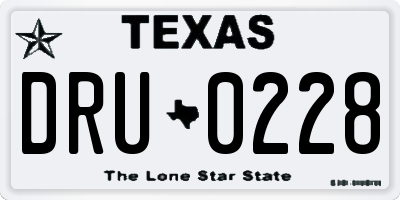 TX license plate DRU0228