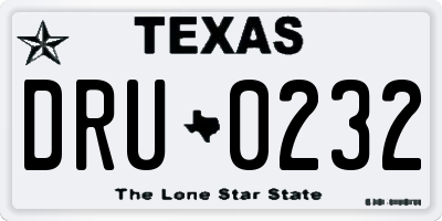 TX license plate DRU0232